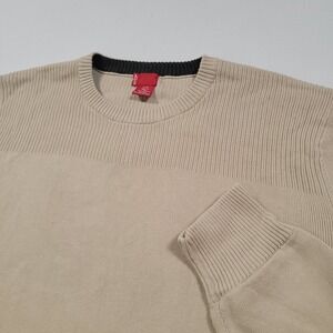Levi's Men Crewneck Sweater Large Beige Cotton Knit Ribbed Casual Pullover